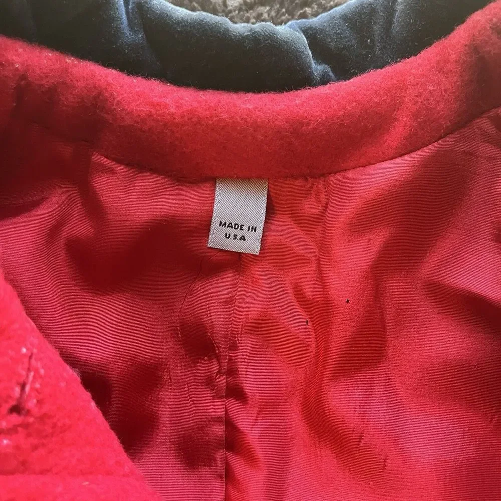 Vintage 80s Wool Nylon‎ Red Christmas Coat Girls 6X Tailored by Rothschild USA
